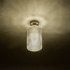 Emerson Semi Flush Antique Brass Cylinder Ribbed Glass picture of the light reflection