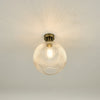 Emerson Semi Flush Antique Brass Round Ribbed Glass made in Industrial style