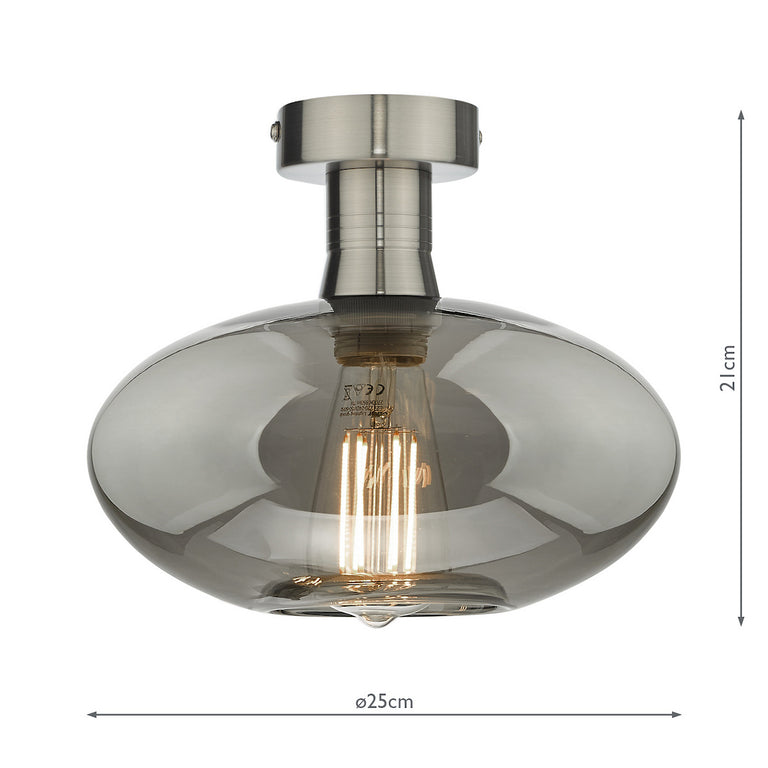 Emerson Semi Flush Antique Chrome Smoked Glass - Ceiling Lighting