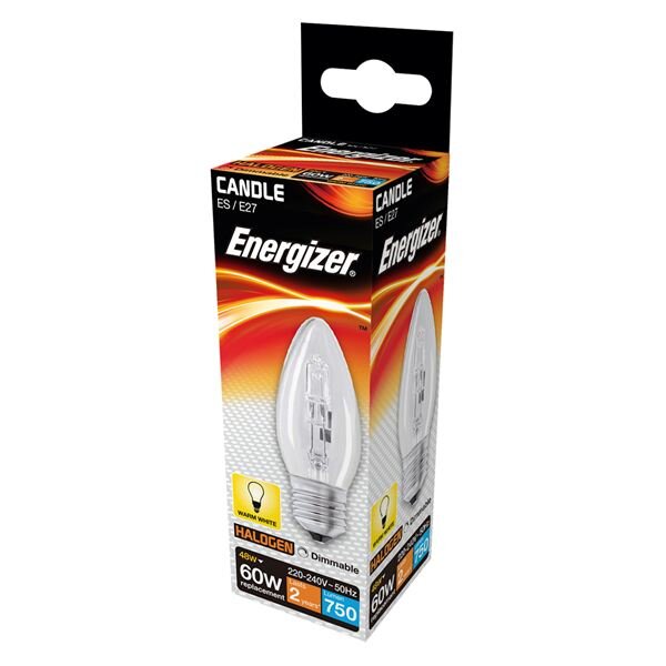 Energizer Eco Halogen 42W Bulb E27 (60W) Clear Candle Lamp