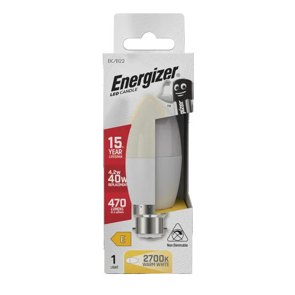 Energizer LED 4.2W Bulb (40W) B22 Opal Candle Lamp