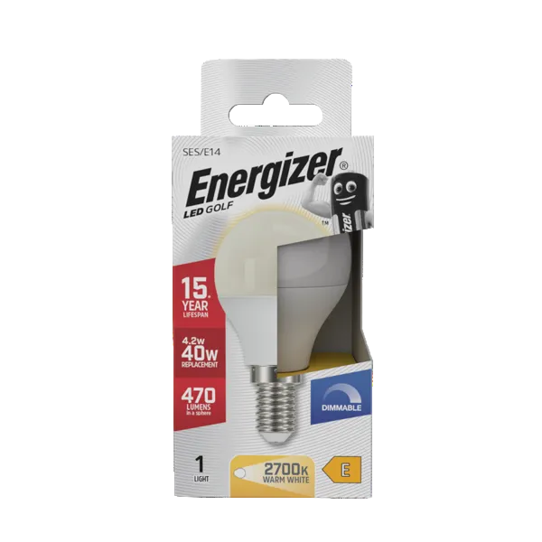 Energizer LED 4.2W Bulb (40W) E14 Opal Golf Ball Lamp