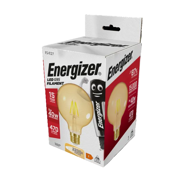 Energizer LED 5W Bulb E27 (40W) Large Globe Vintage Gold Filament Lamp