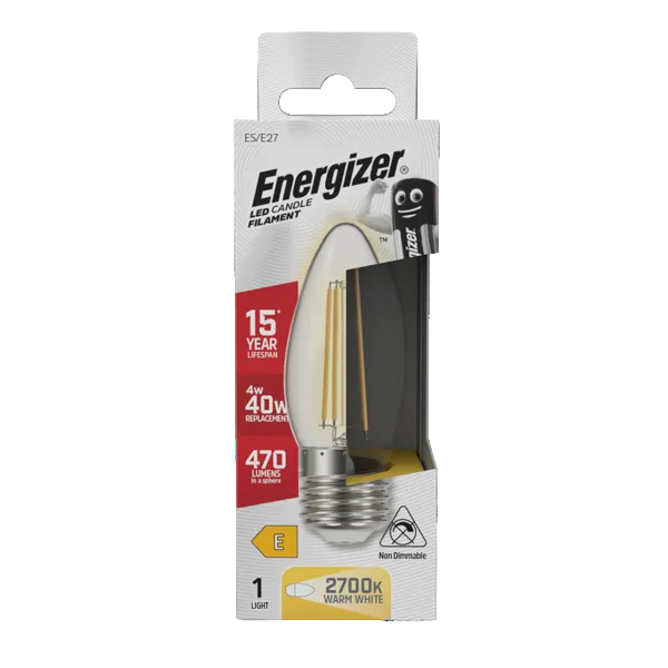 Energizer LED 4W Bulb E27 (40W) Clear Candle Lamp