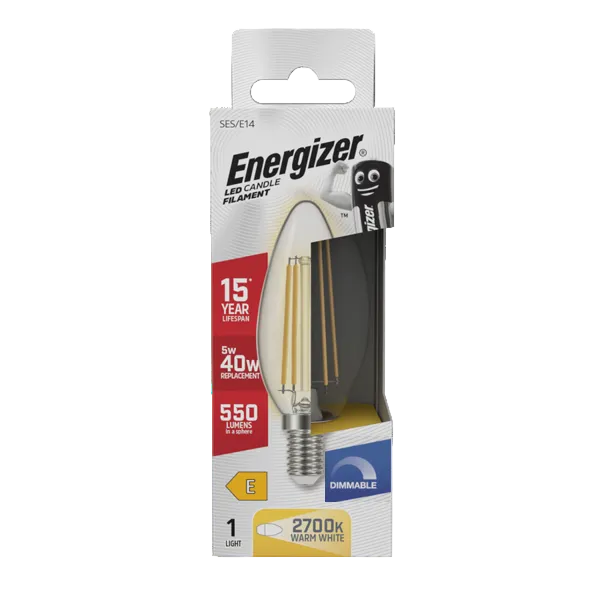 Energizer LED 5W Bulb (40W) E14 Glass Candle Lamp