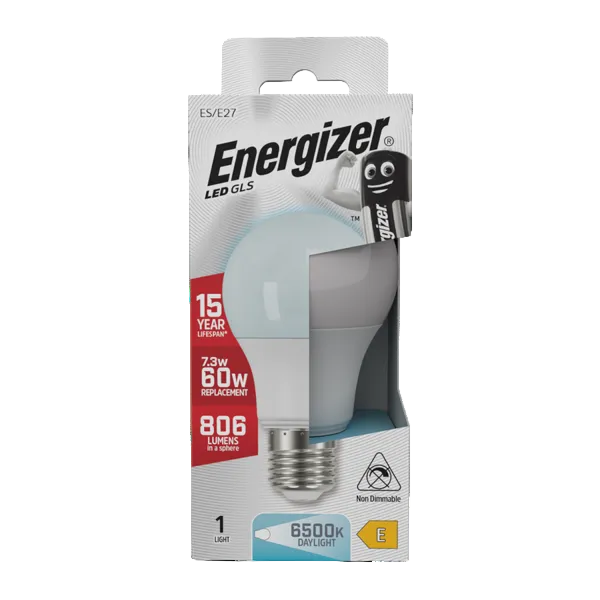 Energizer LED 7.3W Bulb (60W) E27 Opal GLS Daylight Lamp