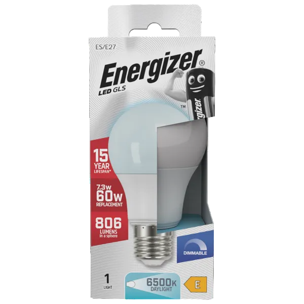 Energizer LED 7.3W Bulb E27 (60W) Opal GLS Daylight Lamp