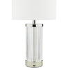 Enrico Rechargeable Table Lamp Polished Nickel close view picture of the glass base