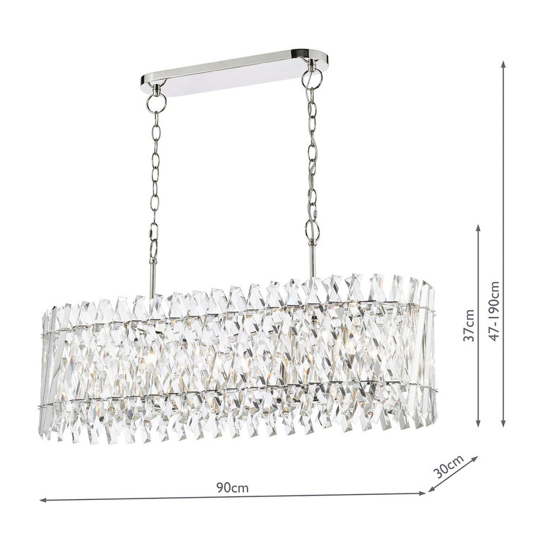 Entwine 10 Light Bar Pendant Polished Nickel and Crystal - Lighting Collection