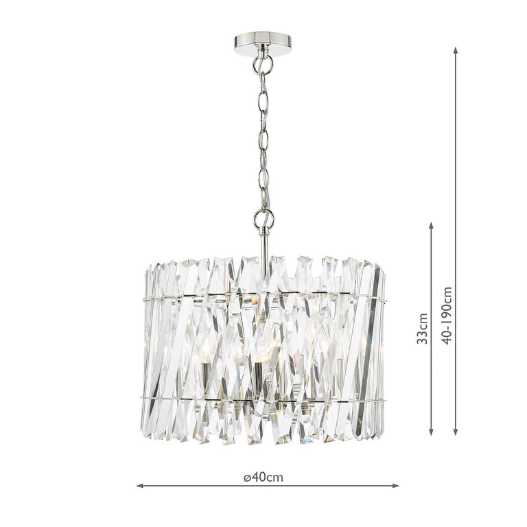 Entwine 6 Light Pendant Polished Nickel and Crystal - Modern Ceiling Light