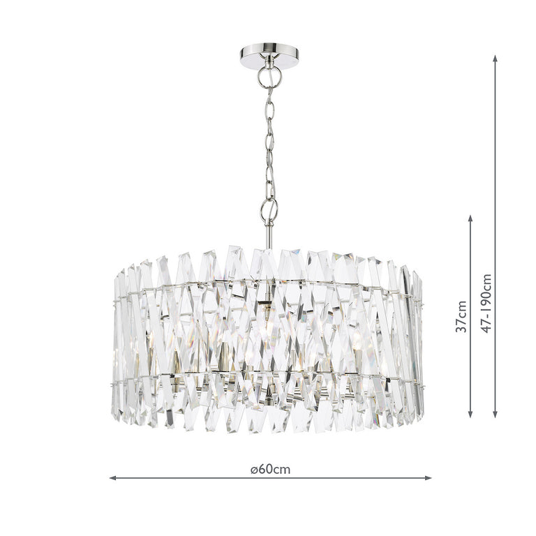 Entwine 8 Light Pendant Polished Nickel and Crystal
