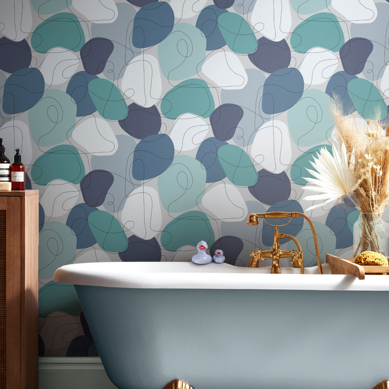 Envy Mood Wallpaper Blues - Abstract Geometric Modern Wall Covering