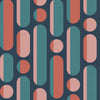 Envy Morse Wallpaper Coral & Navy close view picture of the pattern design