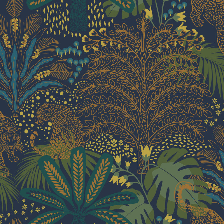 Envy Savannah Wallpaper Fauna - Dark Green Modern Wallpaper
