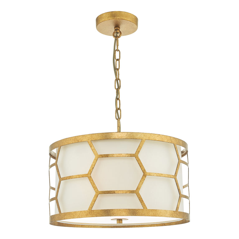 Epstein 3 Light Pendant Gold - Ivory Shade Ceiling Lighting Collection