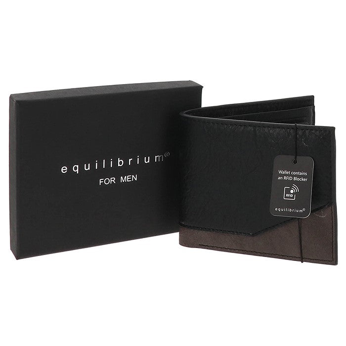 Equilibrium For Men Two Tone RFID Wallet Black and Grey
