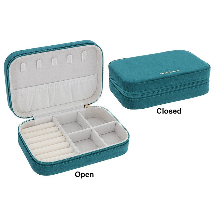 Equilibrium Oblong Velvet Jewellery Box Teal