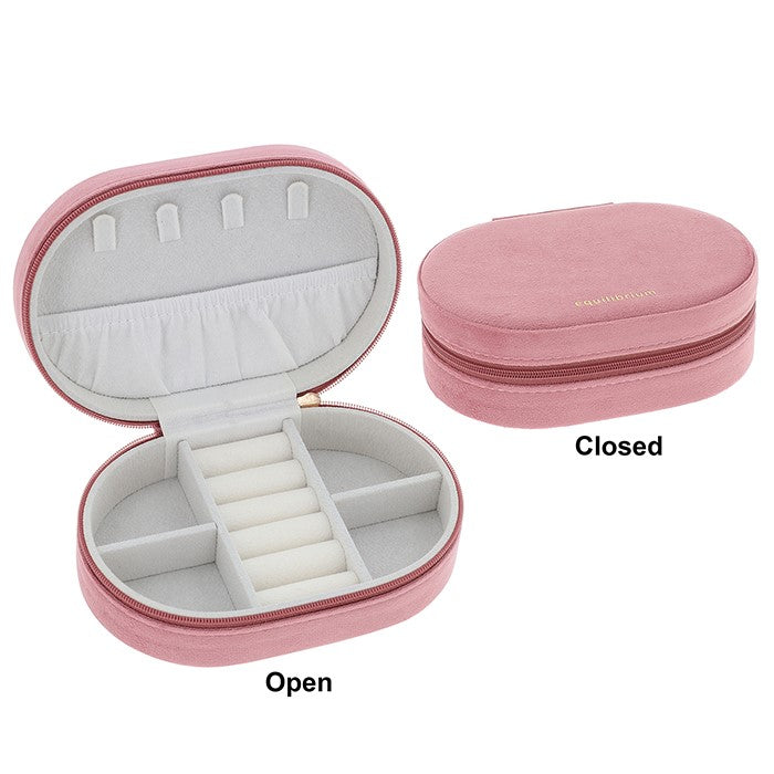 Equilibrium Oval Velvet Jewellery Box Dark Pink