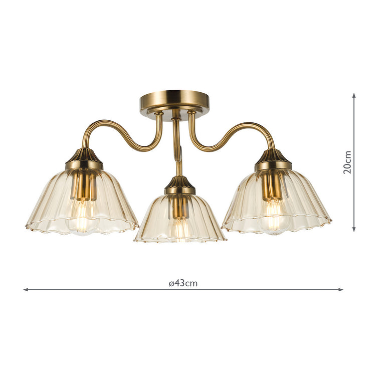 Erika 3 Light Semi-Flush Ceiling Fixture Antique Bronze – Elegant Lighting Collection Lighting for Modern & Classic Interiors
