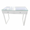 Erika Vanity Table With Light Up Top with a metal base and glass top