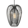 Ero 1 Light Single Pendant Black And Chrome close view picture of the wire shade