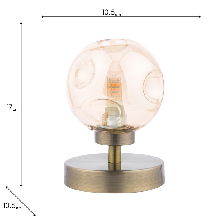 Esben Touch Table Lamp Antique Brass/Dimpled Amber Glass - Lamp Collection