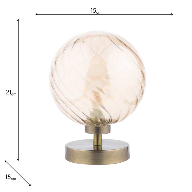 Esben Touch Table Lamp Antique Brass/Twisted Amber Glass - Lighting