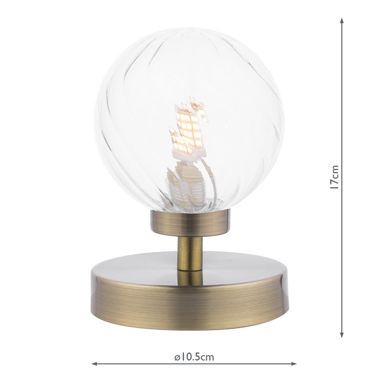 Esben Touch Table Lamp Antique Brass With Twisted Glass - Table Lamp Lighting
