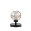 Esben Touch Table Lamp Matt Black With Closed Organic Smoked Glass picture with turned on light