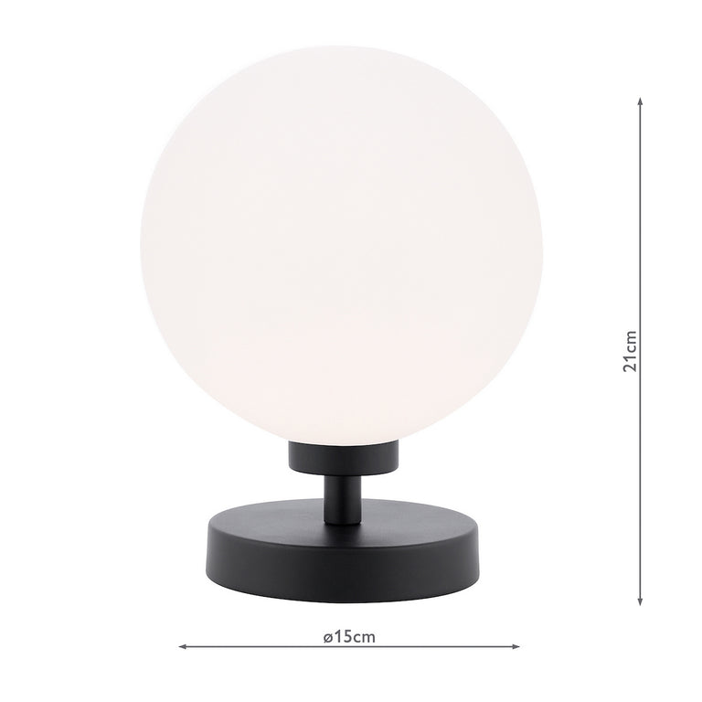 Esben Touch Table Lamp Black With Opal Glass - Modern Lighting