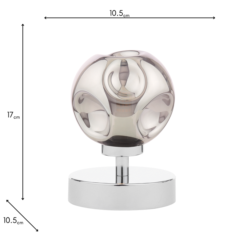 Esben Touch Table Lamp Polished Chrome/Smoked Glass - Lighting for Table