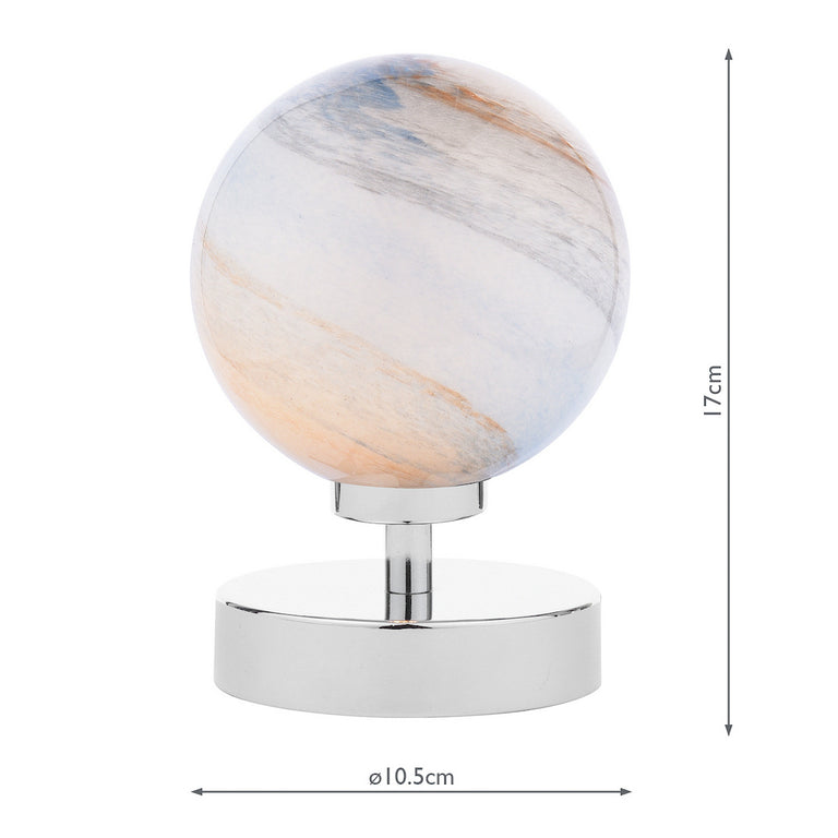 Esben Touch Table Lamp Polished Chrome With Planet Style Glass - Lighting