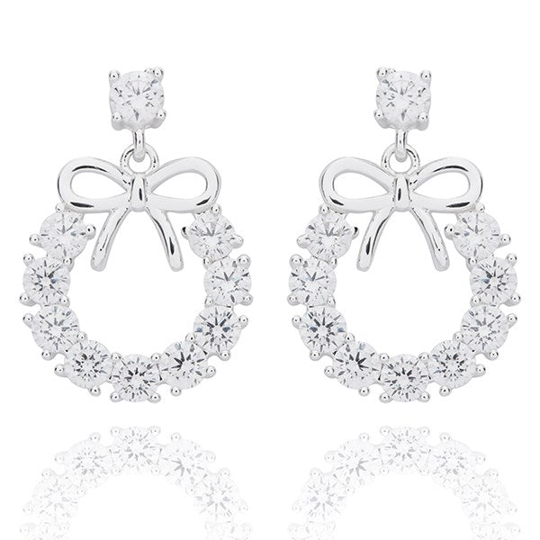 Eternal Bow Circle Bow Silver Plated Earrings