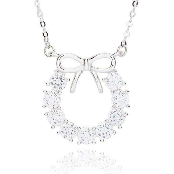 Eternal Bow Circle Bow Silver Plated Necklace