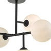 Euan 5 Light Semi Flush Black & Opal Glass close view picture of the white opal glass shades