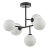 Euan 5 Light Semi Flush Black & Opal Glass picture on the white background