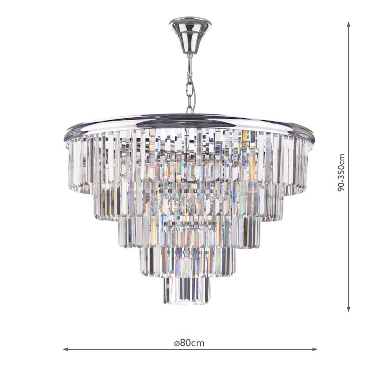 Eulalia 12 Light Chandelier Polished Chrome Crystal - Ceiling Light Home Decor
