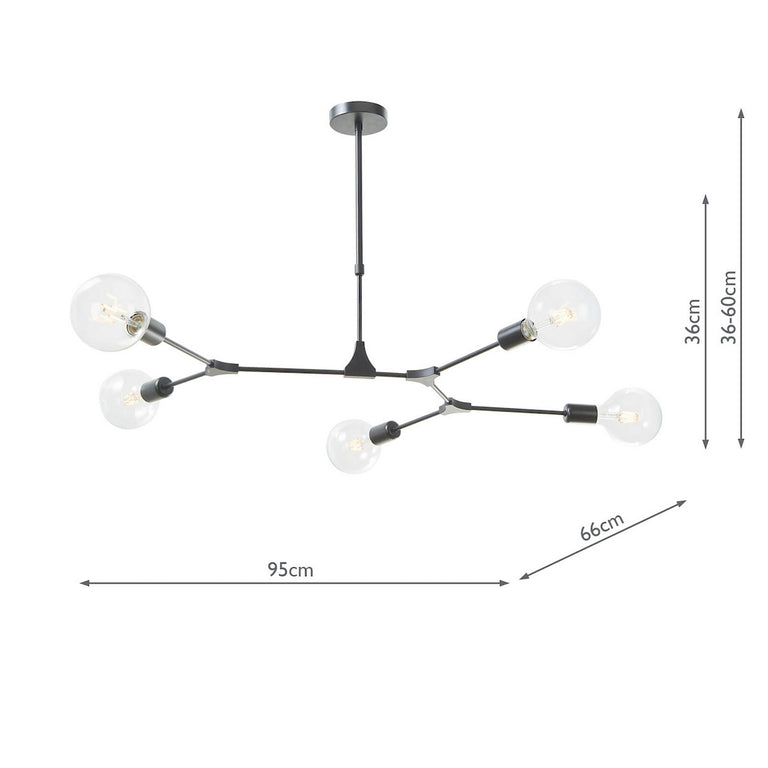 Euphemia 5 Light Pendant Black - Modern Ceiling Lighting Collection