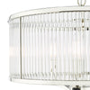 Evelyn 3 Light Pendant Polished Nickel close view picture of the glass rods shade