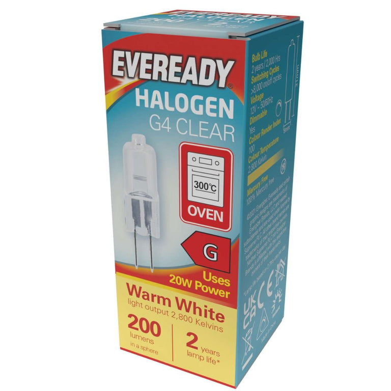 Eveready G4 Halogen Bulb 20W Glear Oven Capsule Lamp