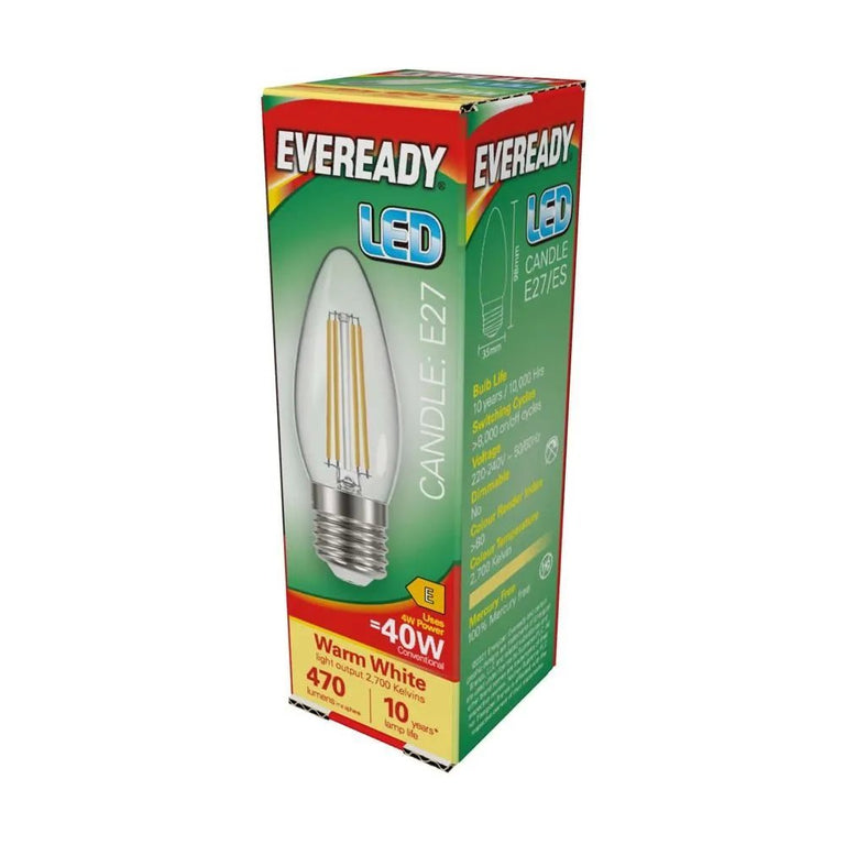 Everyday LED 4W Bulb (40W) E27 Clear Candle Lamp