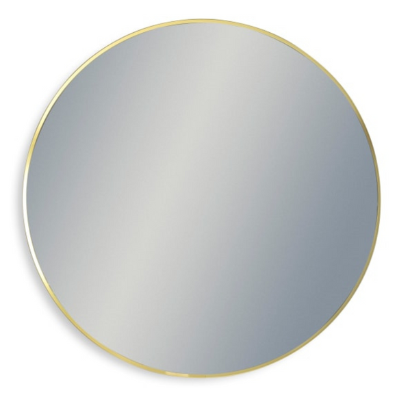 Extra large gold flare-framed wall mirror for living room decor.