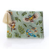 Floral Feathered Embroidered Pouch with embroidery and tassel