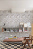 Facade Light Grey Brick Wallpaper hung in a styled room setting