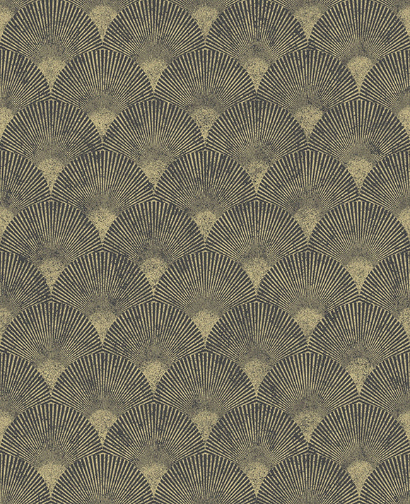 Fan Black and Gold Wallpaper front view picture of the wallpaper pattern