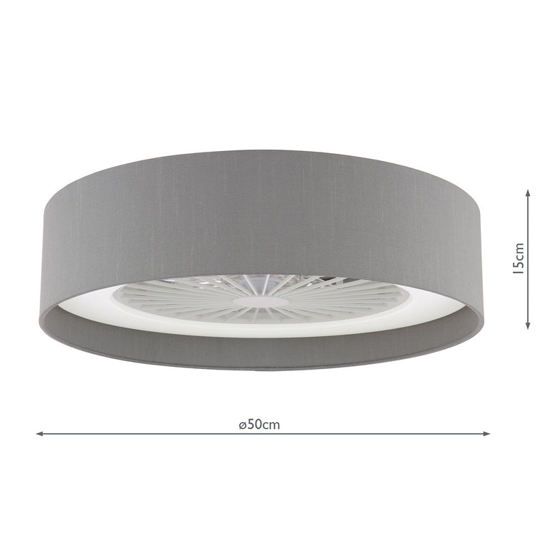 Fan Flush White With Grey Shade - LED Lighting Collection