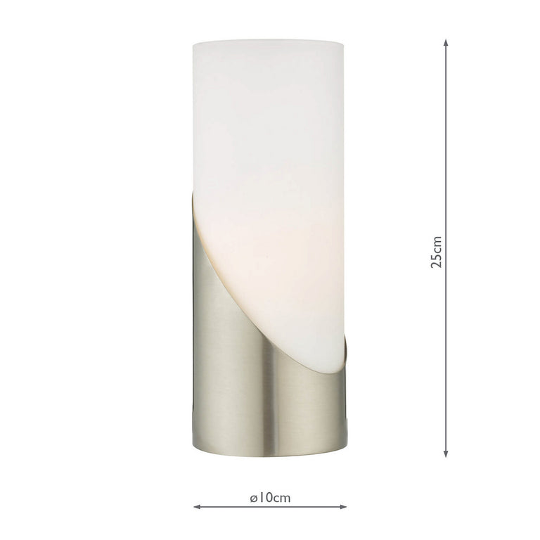 Faris Touch Table Lamp Satin Nickel Opal Glass - Modern Lighting Collection