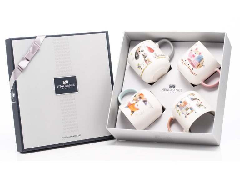 Farmyard Mugs Set of 4 - Bone China Coffee Mugs Collection