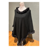 Stylish faux fur poncho black – women’s capes
