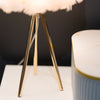 Feather Table Lamp White 50 cm close view picture of the metal base
